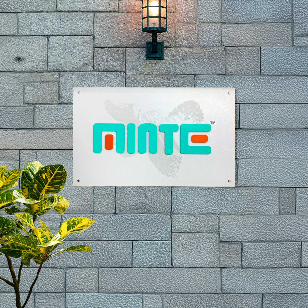 Personalized Minimalist Acrylic Name Plate - Mounted on Exterior Wall with Lighting