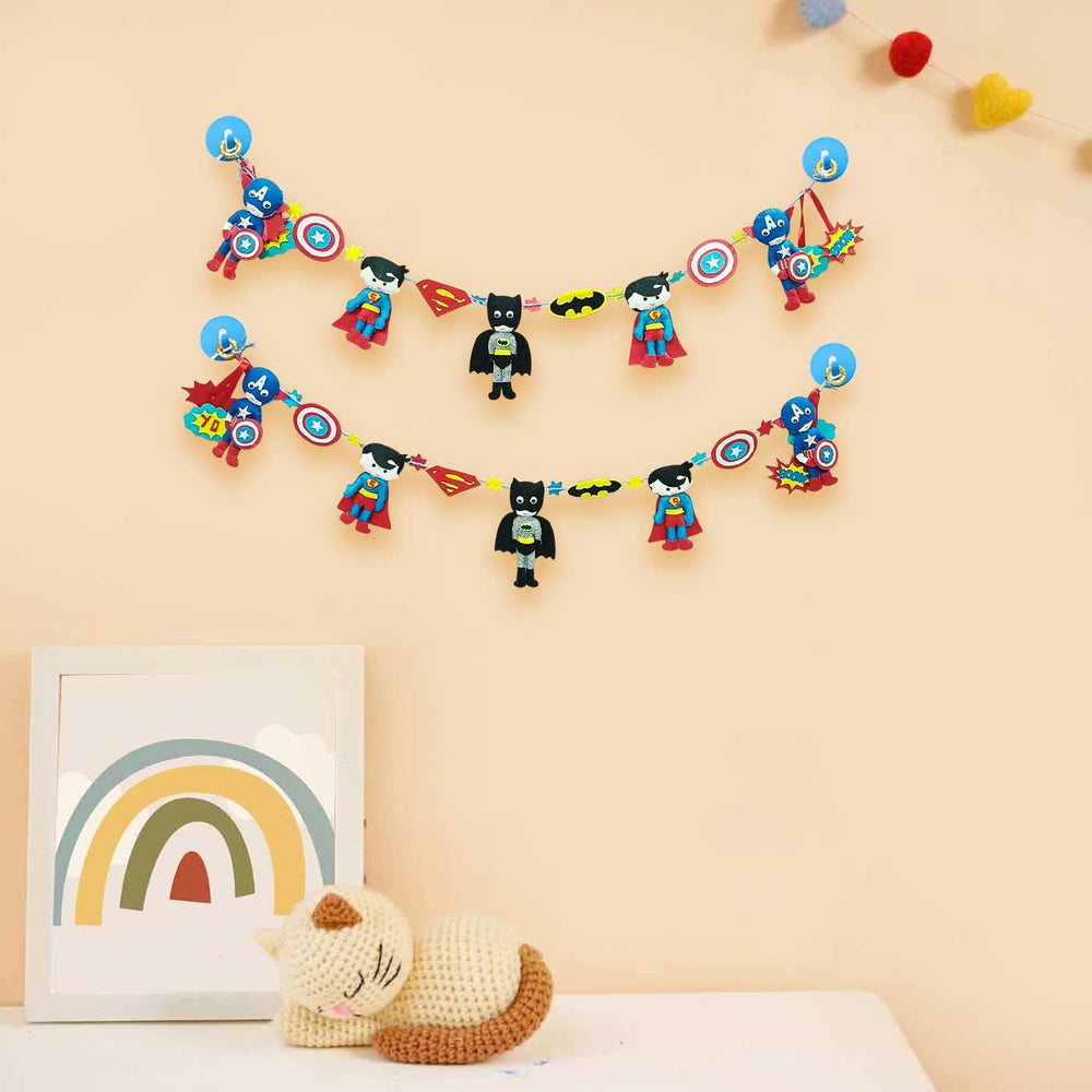 Personalized Avengers Theme Felt Bunting - Hanging on Wall with Suction Cups