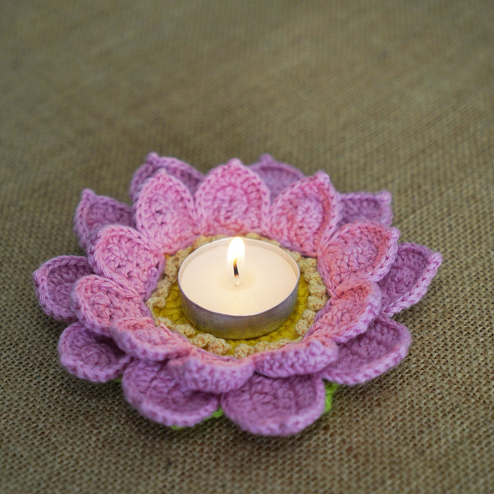 5.5 Inch | Handmade Crochet Lotus Tealight Holder