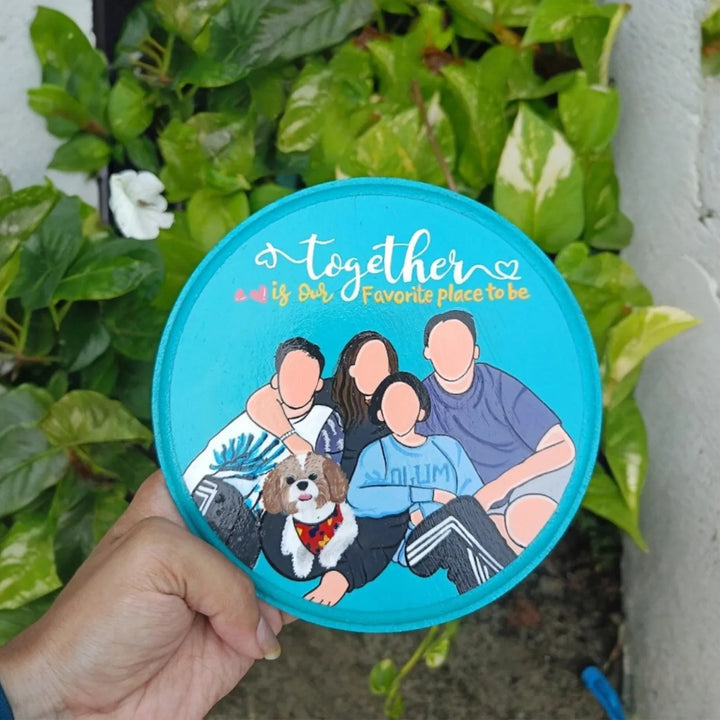Photo Personalized Hand-Painted Family Theme MDF Wood Nameplate