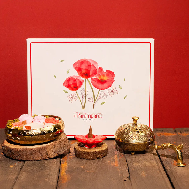 Premium Tyohar Diwali Gift Hamper | Includes 1 Urli Diya, 1 Incense Fumer, 1 Dhoop Cones Pack