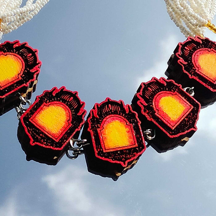 Handmade Raising Sun Window Theme Wooden Necklace