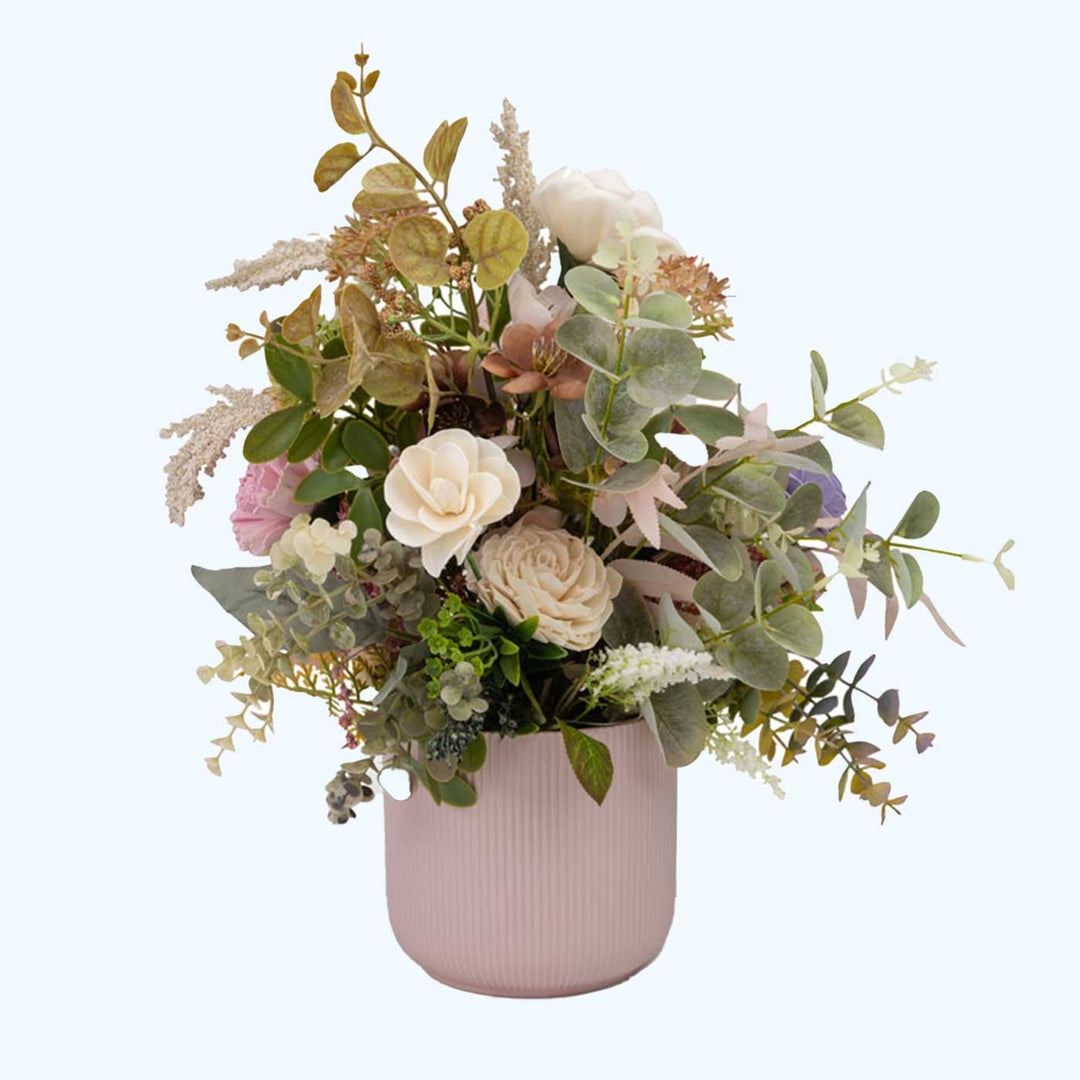 Handmade Blooming Ikea Shola Flower Centerpiece With Ceramic Vase