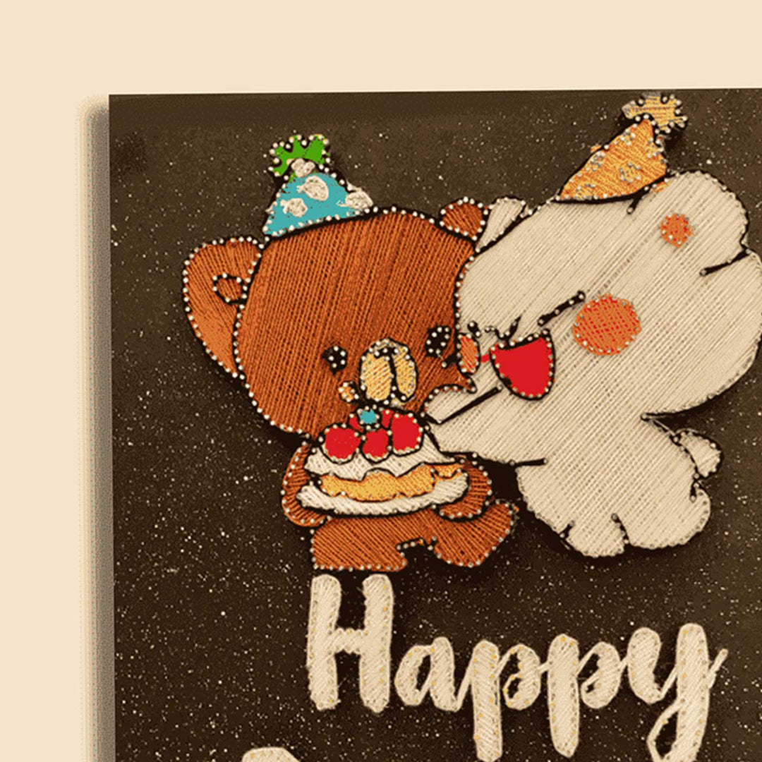 Handmade String Art Teddy Design Mocha Magic Wooden Name Plate