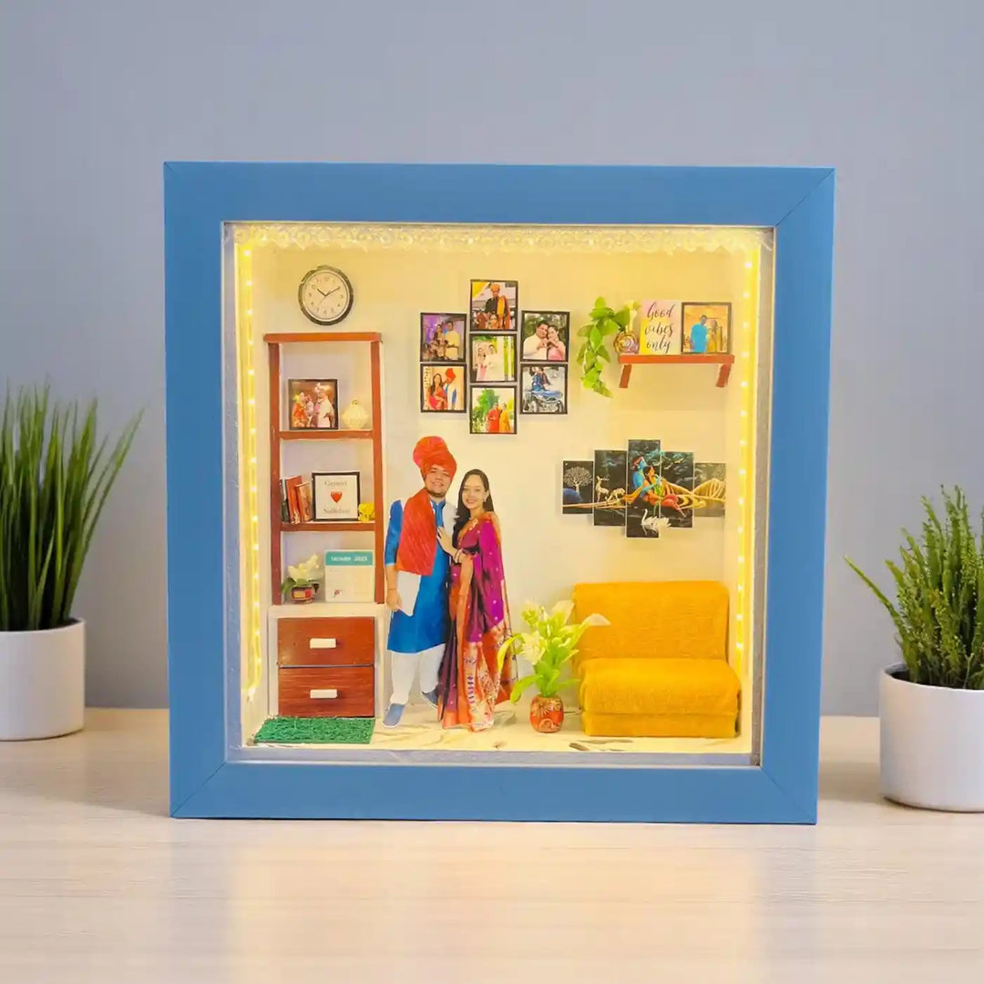 12 x 12 Inches | Photo Personalized Handmade Anniversary Theme MDF Wood Decorative Plaque With Lights