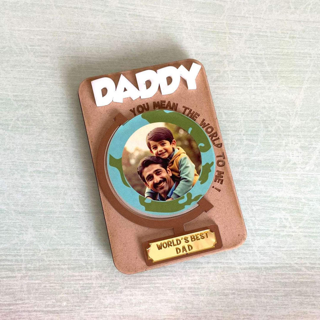 Photo Personalized Handmade World Theme MDF Wood Fridge Magnet For Fathers