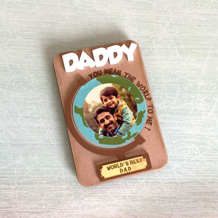 Photo Personalized Handmade World Theme MDF Wood Fridge Magnet For Fathers