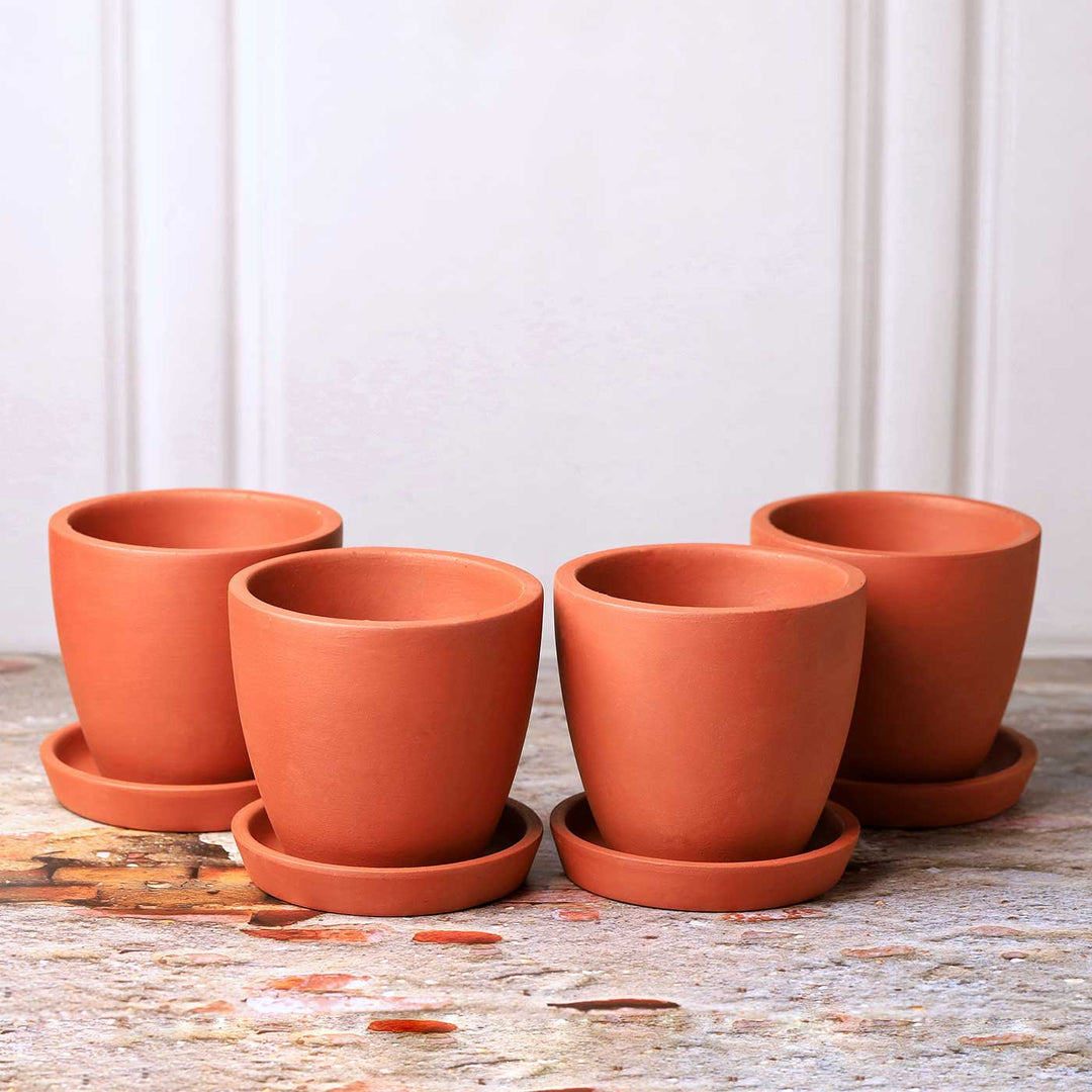 4.5 Inches | Handmade Small Hexane Shaped Terracotta Planter Pots | Set Of 4