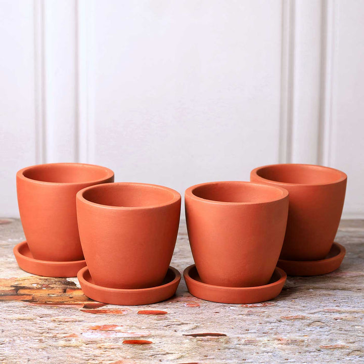 4.5 Inches | Handmade Small Hexane Shaped Terracotta Planter Pots | Set Of 4