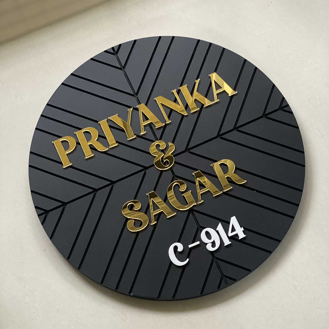 Personalized Handmade Minimal Design Round Wooden Name Plate