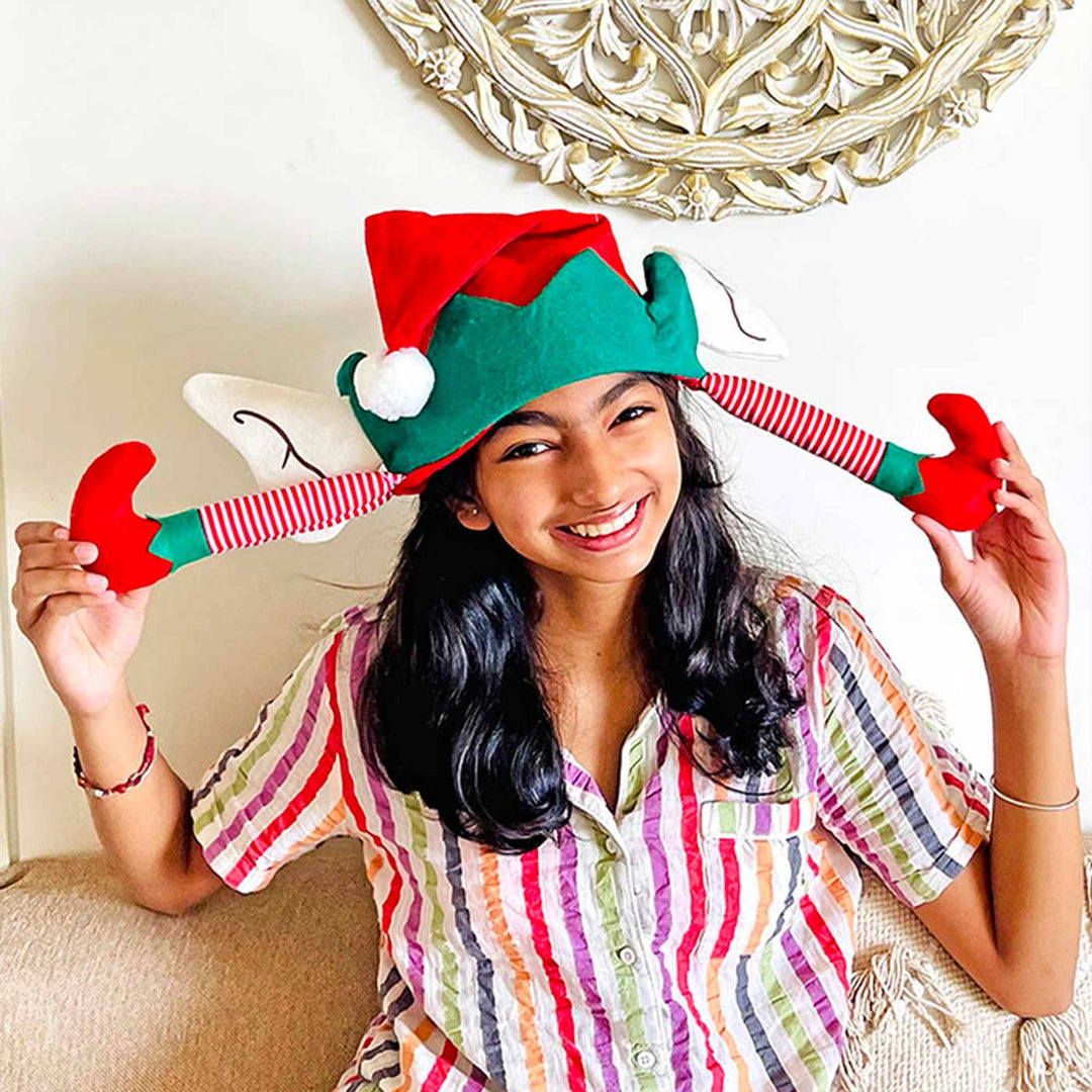 Handmade Long Elf Legs & Ears Felt Santa Hat | Xmas Gifting Ideas
