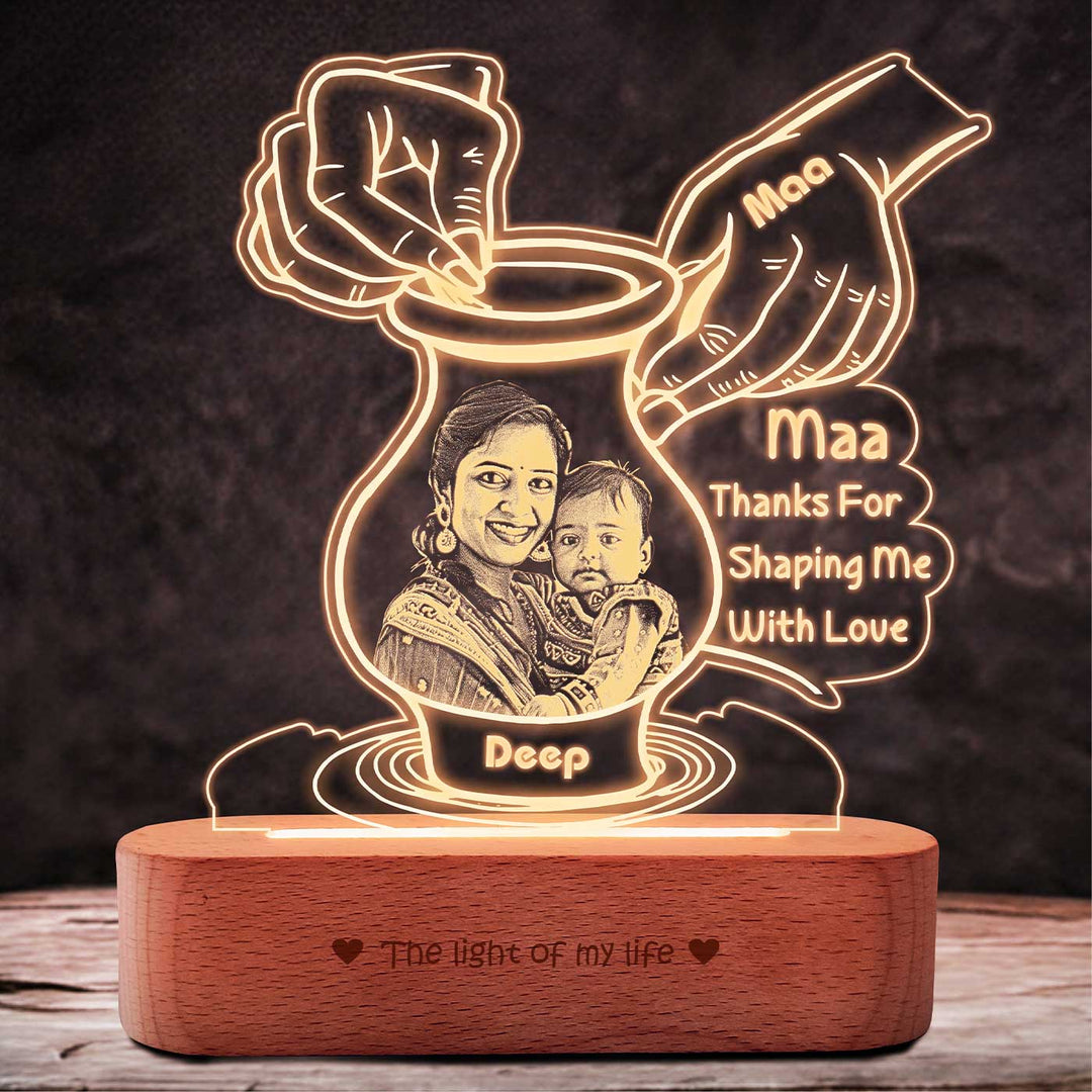 Photo Personalized Pottery Theme Acrylic Lamp For Mothers