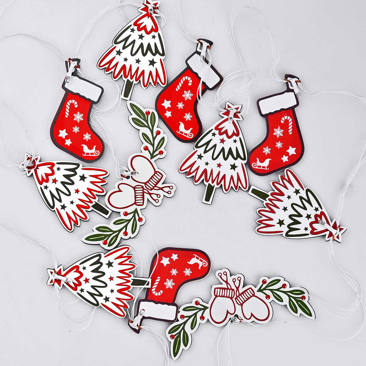 3 m, 14 Bulbs | Decorative Pine Wood Christmas Tree & Gloves LED Fairy Light
