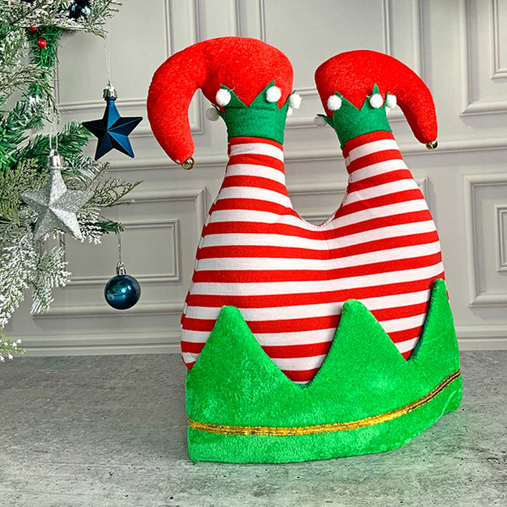 Handmade Inverted Elf Legs Plush Fabric Santa Hat | Xmas Gifting Ideas