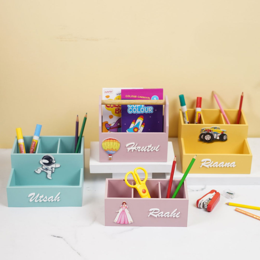 Personalized Wooden Butterfly Stationery Organizer For Kids