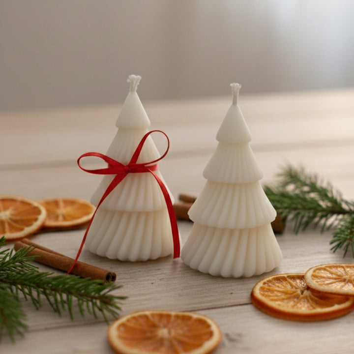 2 Pc | Handmade Tiered Christmas Tree Soy Wax Candles