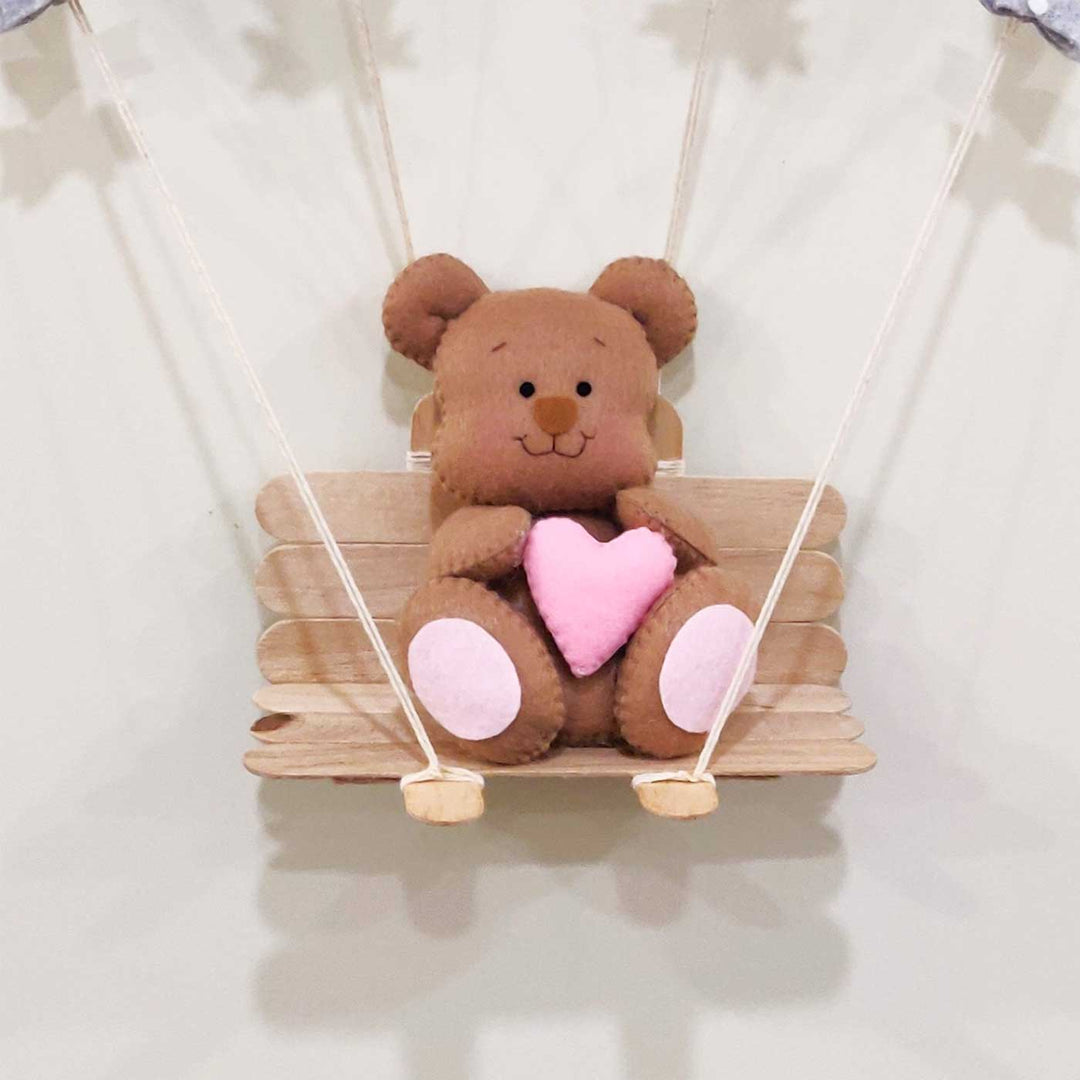 Personalized Handmade Teddy With Parachute Theme Felt Kids Name Plate