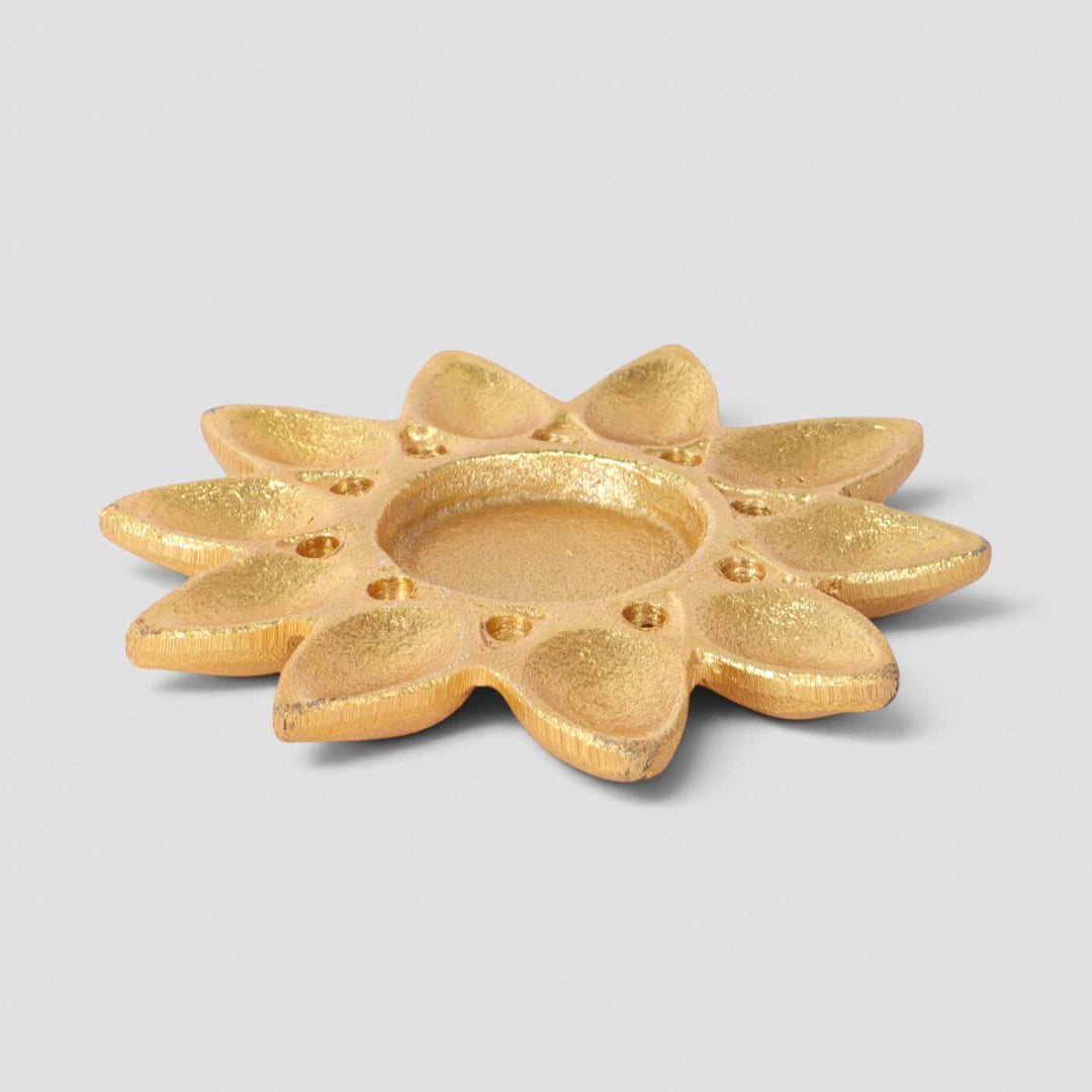 Handmade Flower Aluminium Tealight Holder For Festive Decor