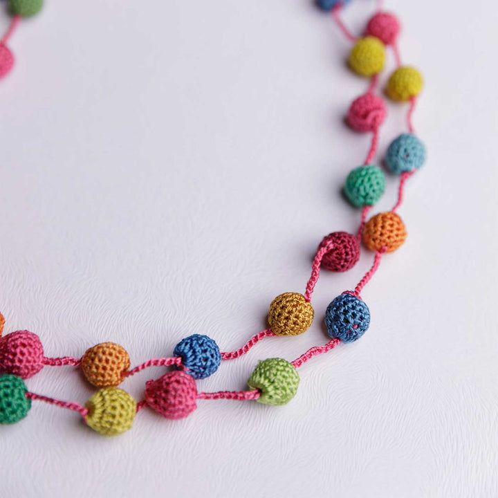 Handmade Crochet Multicolor Small Beads Mela Necklace