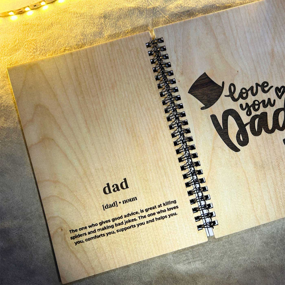 Personalized "Love You Dad" Wooden Journal For Fathers | 100 Pages