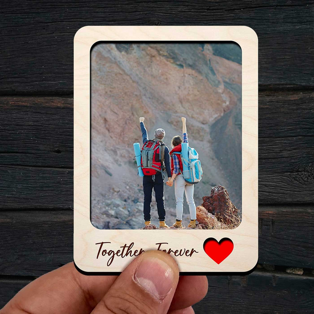 Photo Personalized Printed "Together Forever" Wooden Fridge Magnet