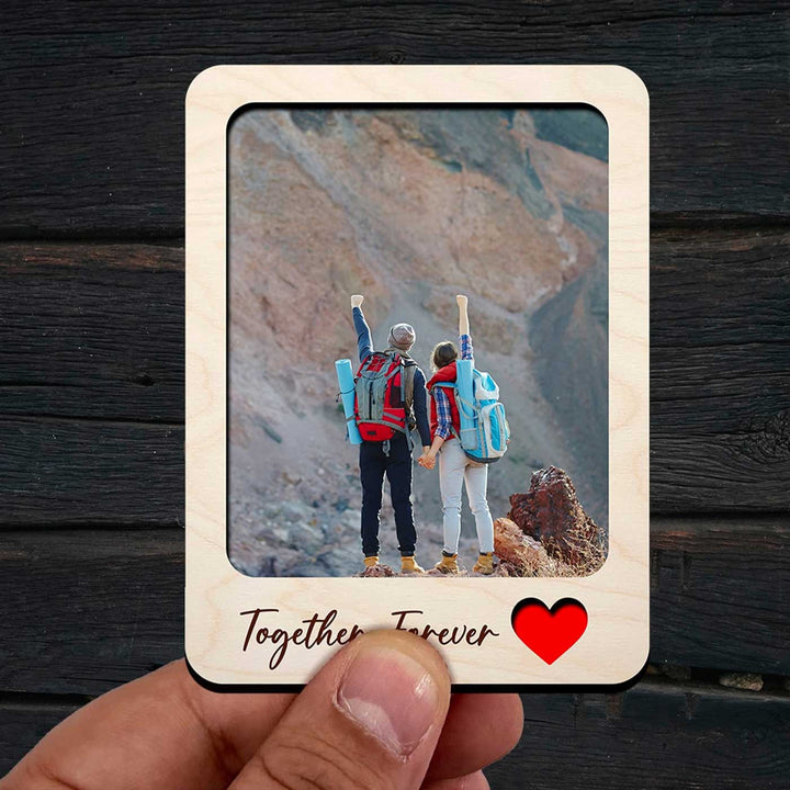 Photo Personalized Printed "Together Forever" Wooden Fridge Magnet