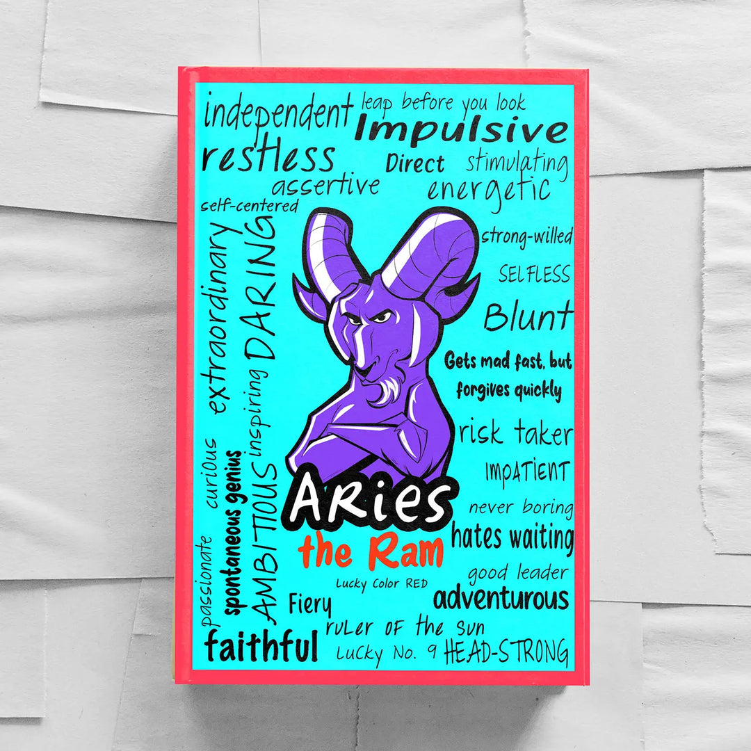 Printed Aries Theme Ruled Notebook | A5 | 50 Pages