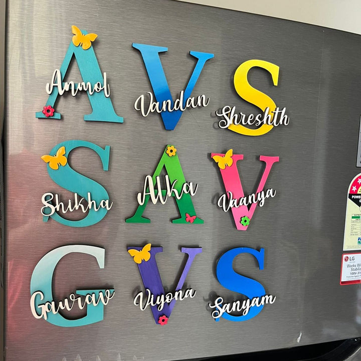 Personalized Handcrafted Monogram Design Fridge Magnet