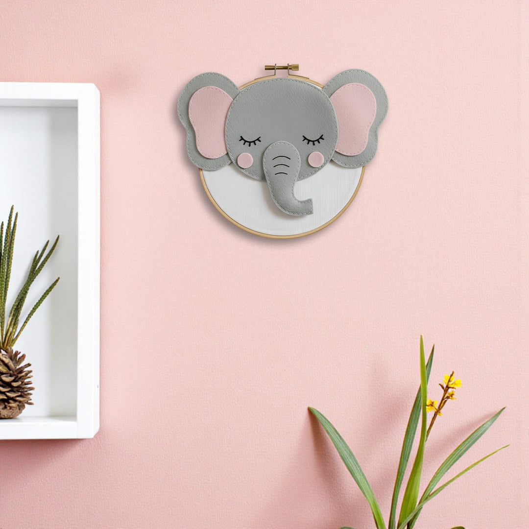 Handmade Elephant Theme Felt Wall Hoop