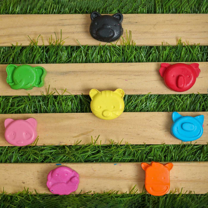 Handmade Non-Toxic Assorted Mini Animal Heads Crayons | Set Of 8