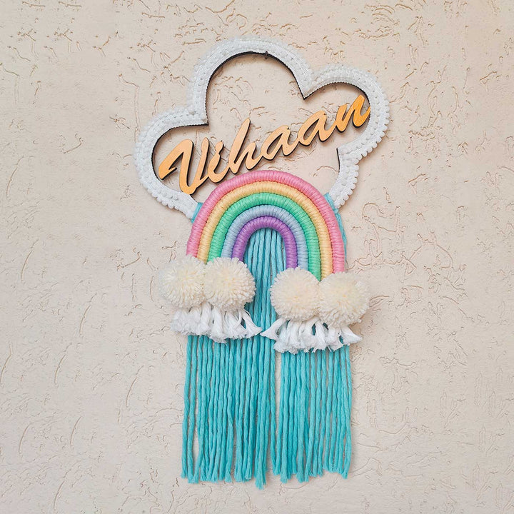 Personalized Macrame Cloud Theme Name Plate