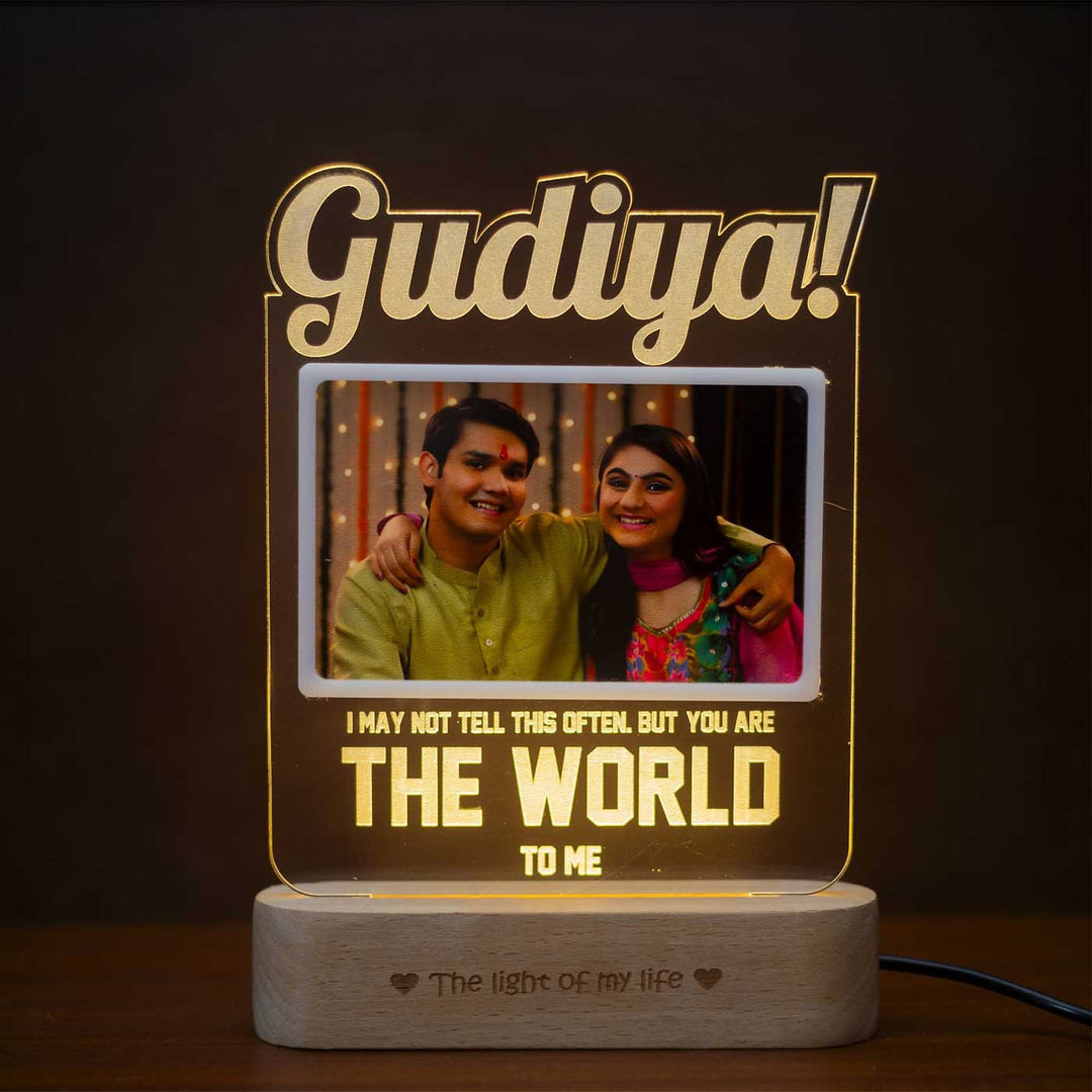 Photo Personalized Engraved Gudiya Theme Acrylic Table Lamp