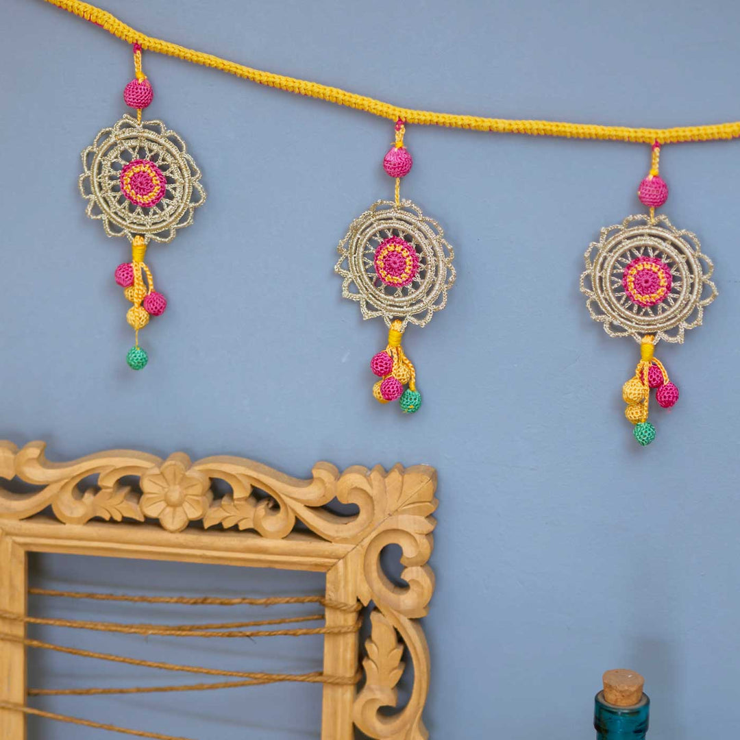 63 In | Handmade Crochet Mandala Cotton Toran