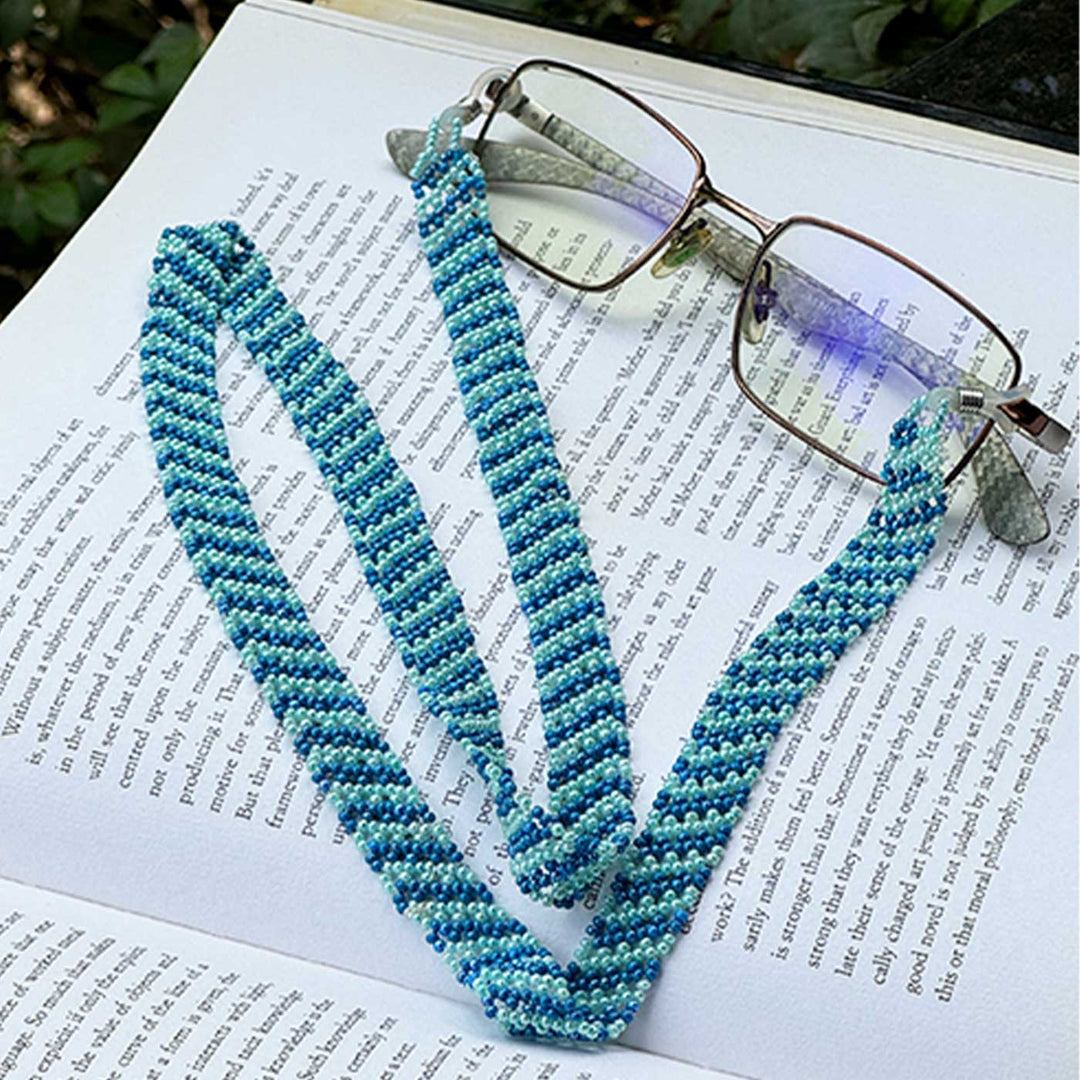Handmade Beaded Blue Lehariya Spectacle / Eye Glass Chain