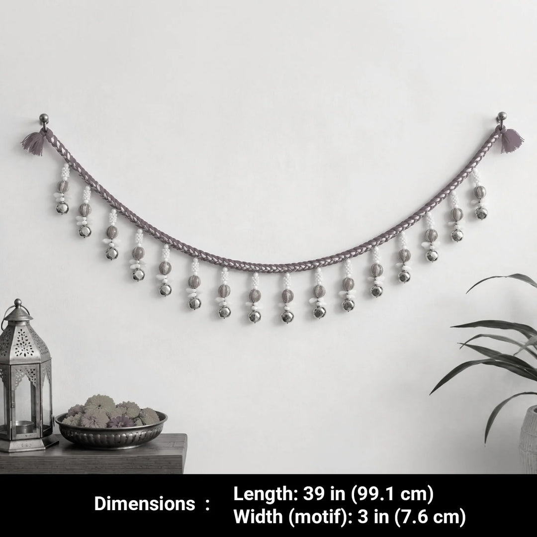 39 In | Handmade Mouli Thread & Wool Toran With Ghunghroo Bell Tassels For Festive Decor