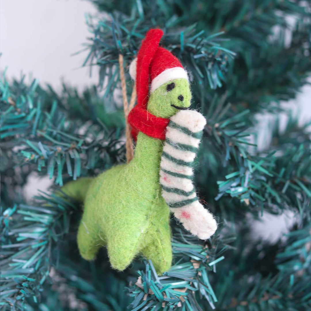 Merry Dino Felt Ornament For Christmas Tree Decoration