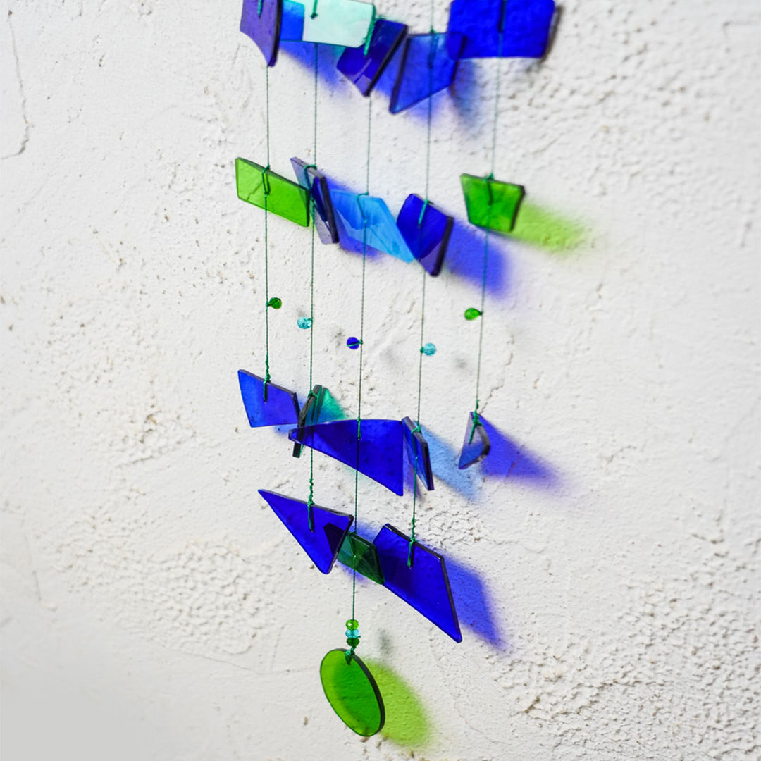 Zen Blue Stained Glass Windchime