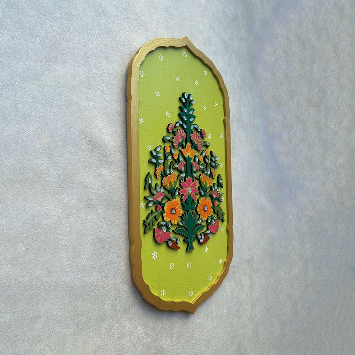 Hand-Painted Floral Motif MDF Wood Wall Decor