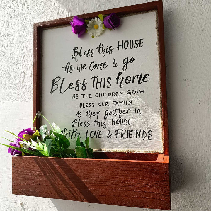 Hand-Painted Floral Theme Wooden Frame With Shelf