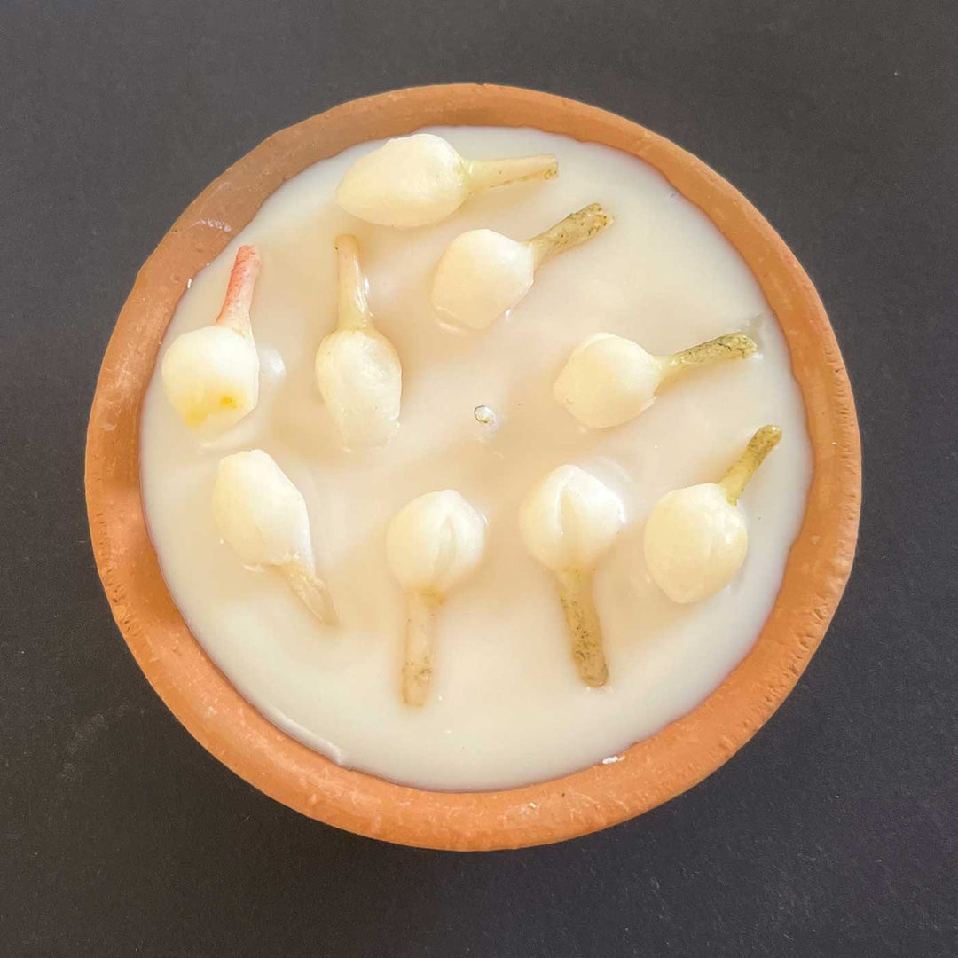 8 Pc | Handmade Jasmine Terracotta Urli Soy Wax Candle
