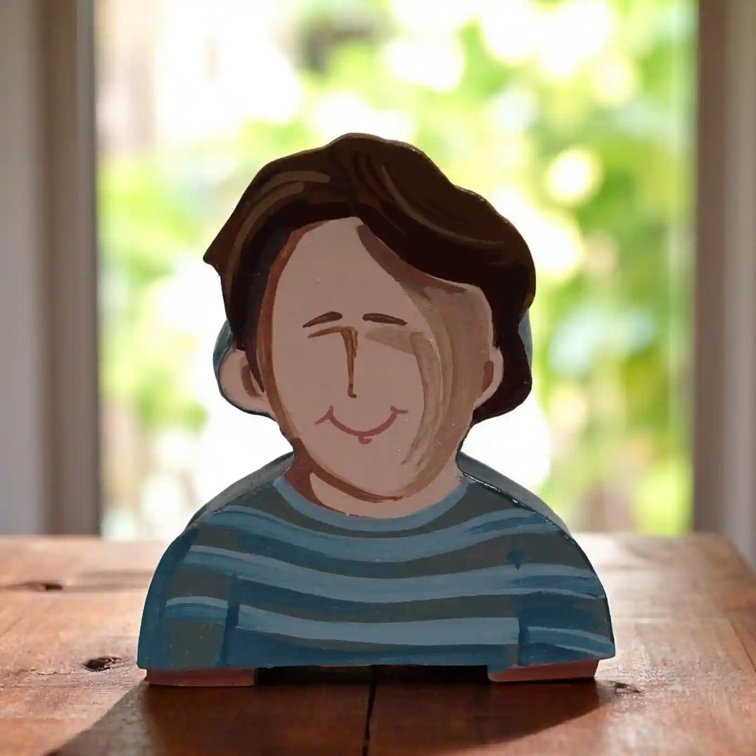 Customized Hand-Painted Man Caricature Theme Terracotta Planter