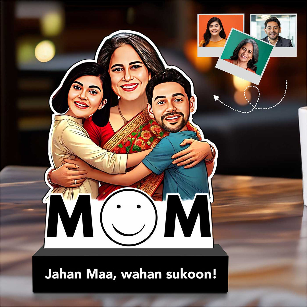 Photo Personalized Mom’s Warm Hug Theme MDF Wood Caricature Cutout For Mothers
