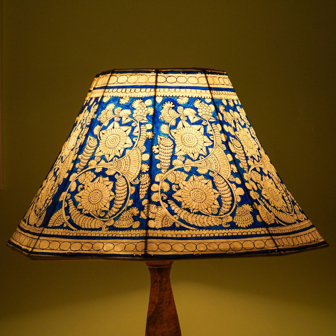 16 inch | Blue Floral Hand Painted Tholu Bommalata Lamp Shade