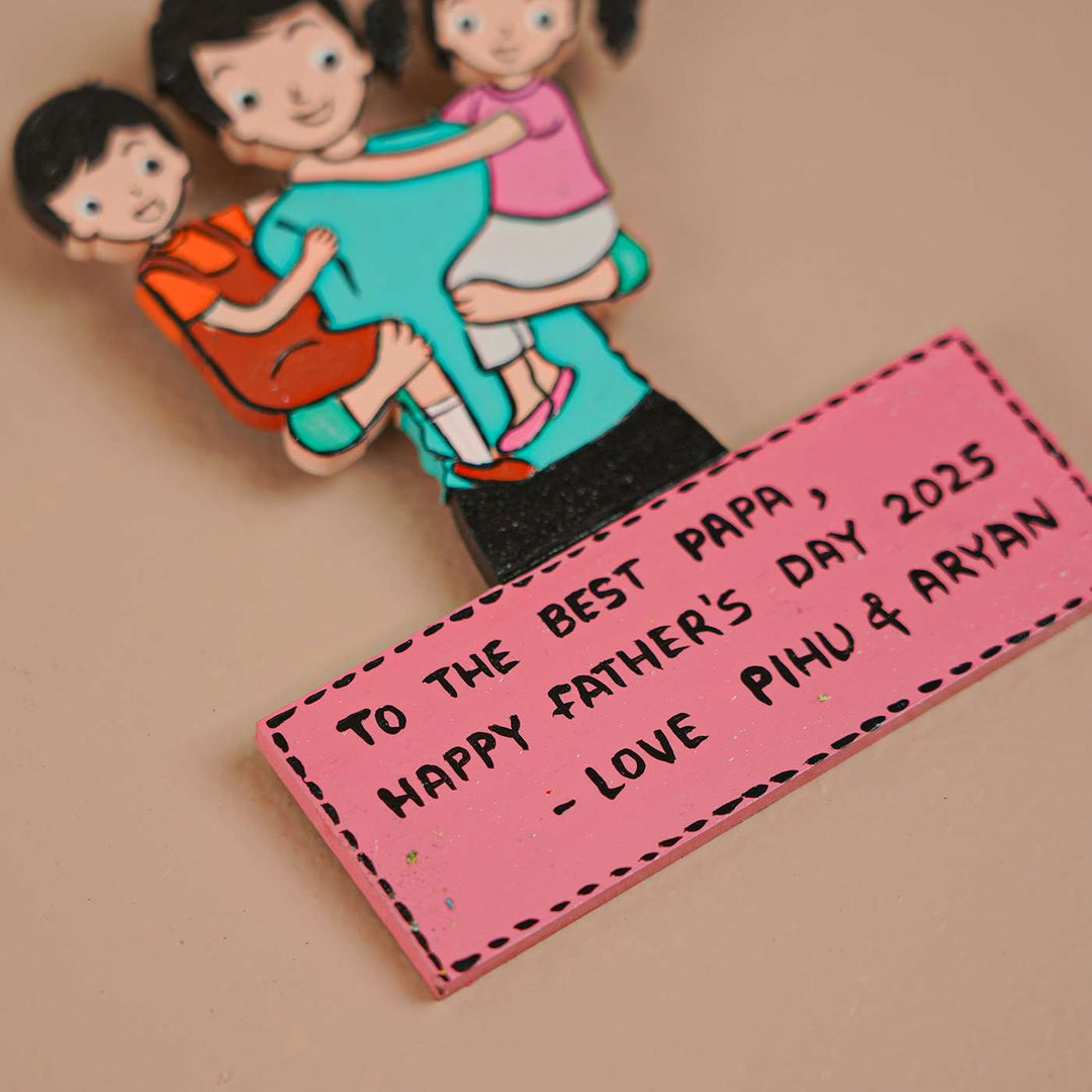 Personalized Caricature Cutout MDF Wood Fridge Magnet For Fathers