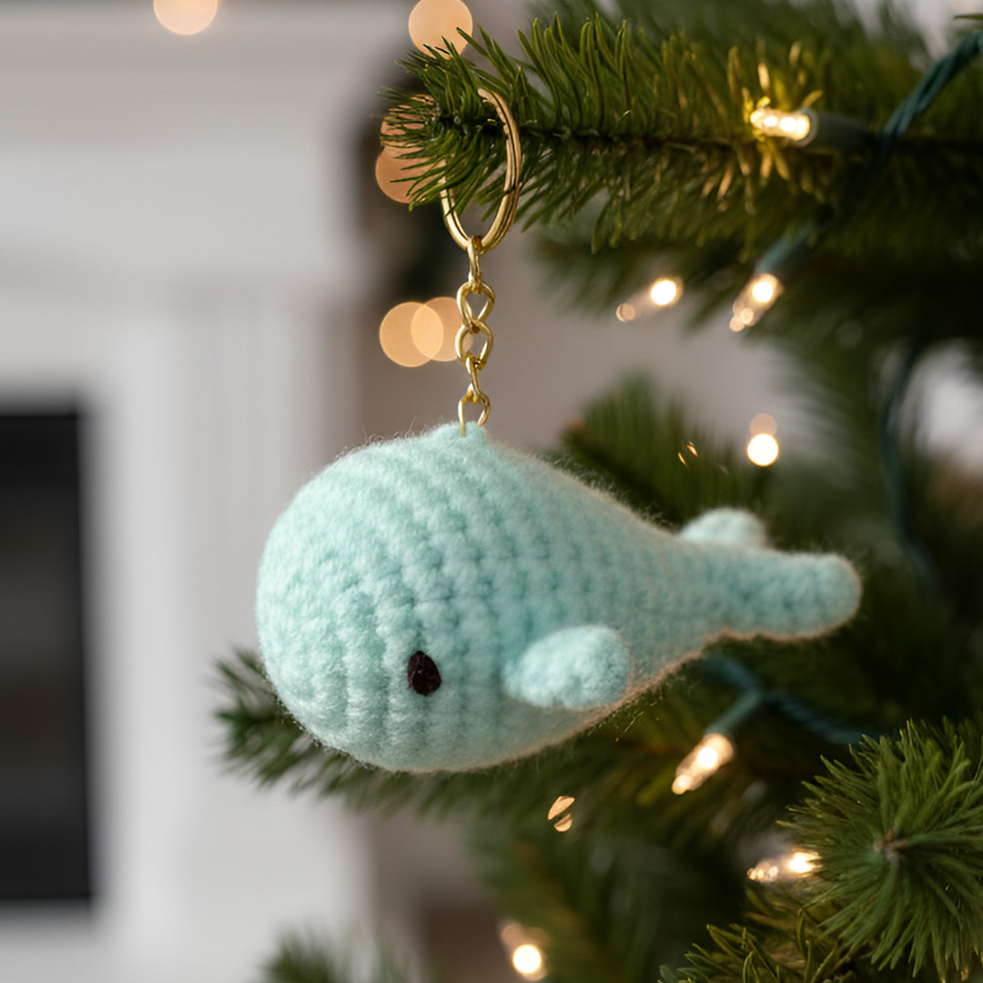Handmade Crochet Whale Ornament For Christmas Decoration