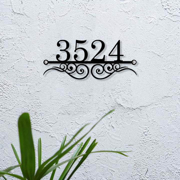 Personalized Laser Cut Elegant Design Steel Name Plate 20 - Mounted on Exterior Wall Front View