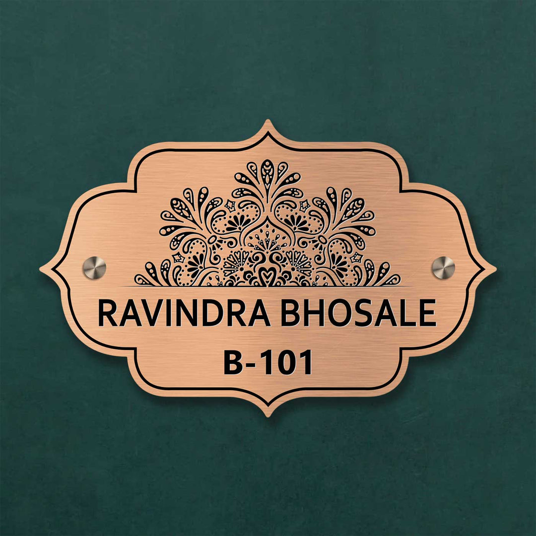 Personalized Weatherproof Charming Engraved Gold Stainless Steel Name Plate - Front View with Name Personalization