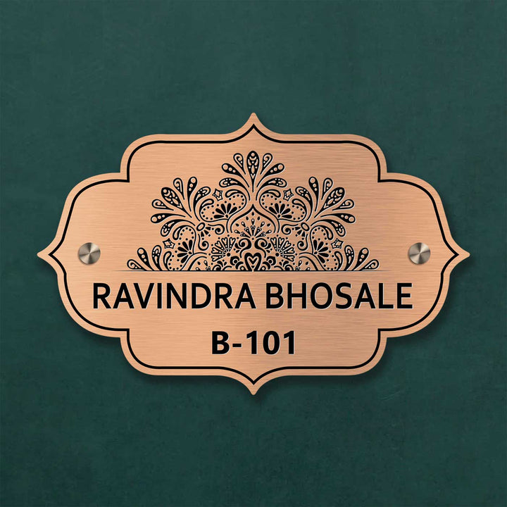 Personalized Weatherproof Charming Engraved Gold Stainless Steel Name Plate - Front View with Name Personalization