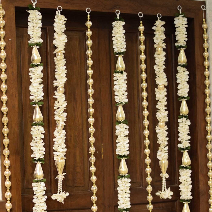9 Pc | Phool & Gota Hanging Set With Pearl Tassels & Bells