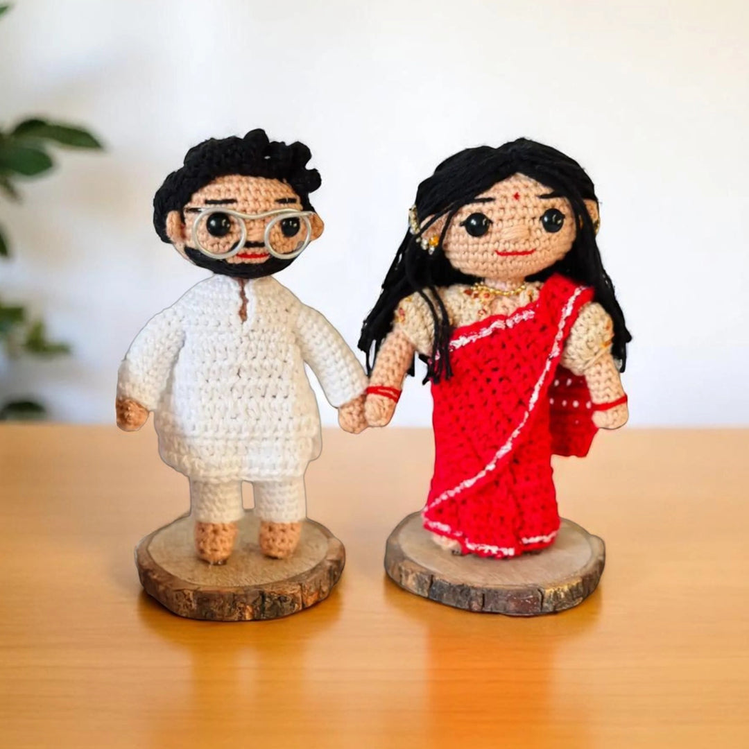 Photo Personalized Handmade Crochet Cotton Replica Doll | Set Of 2